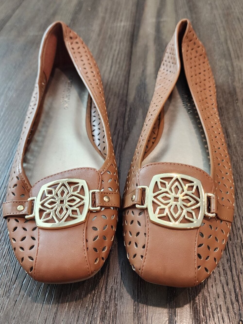 Christian Siriano for Payless Laser Cut Out Tan Ballet Flats Size 12